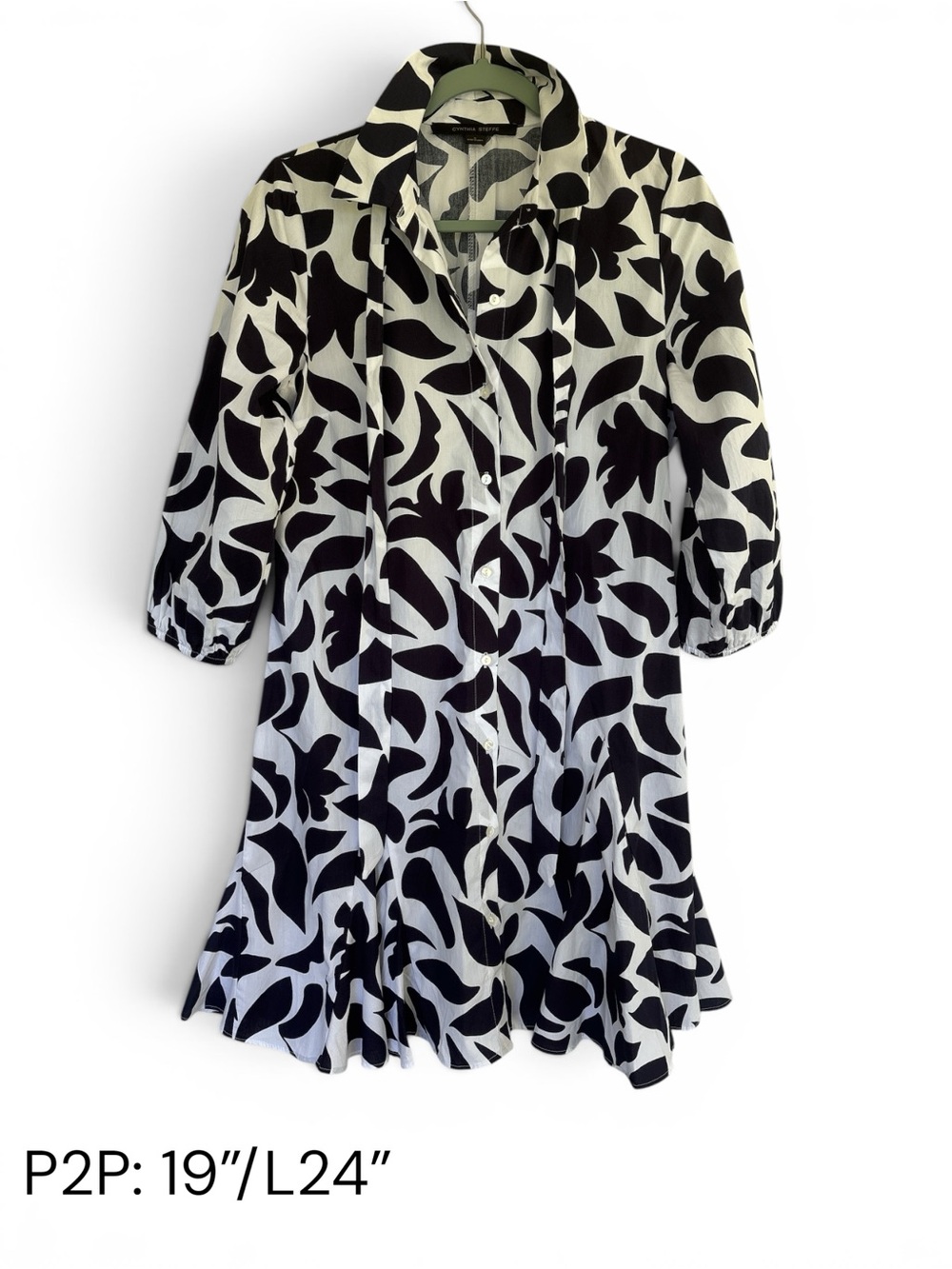 Cynthia Steffe Black & White Floral Button-Front Mini Dress